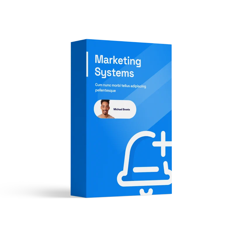 Libro digital azul con el título "Sistemas de Marketing", simbolizando la implementación de un sistema para optimizar la gestión y los resultados de tu marketing.